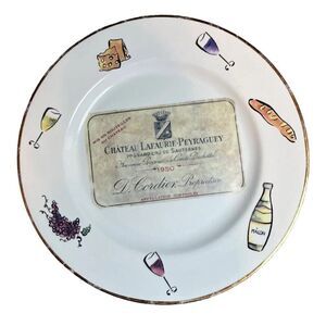 Rosanna Chateau Haut Bages & Lafaurie-Peyraguey 8 Plate Set 7” Italy Gold Rim